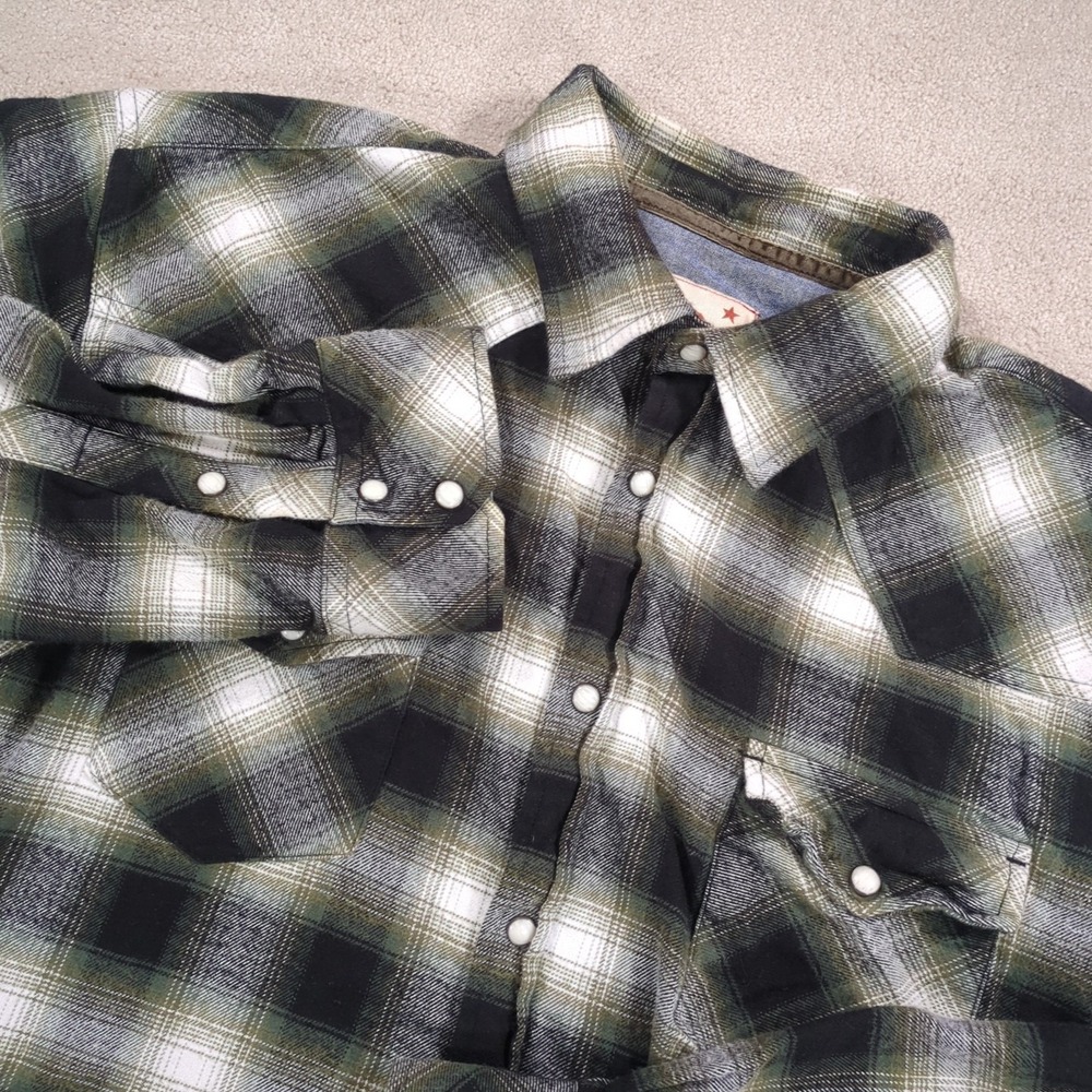Dakota Grizzly Plaid Flannel Shirt XL Pearl Snap Button Cotton Outdoor Workwear